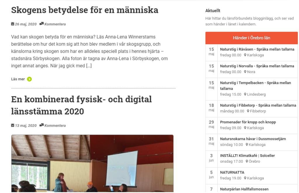 Startsida med de senaste inläggen