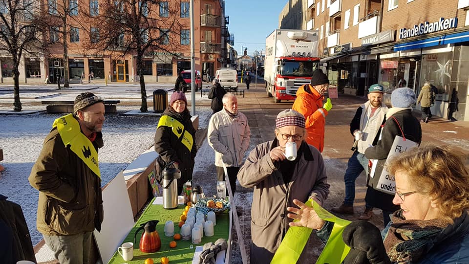Människor samlas på torget på en Fridays for future-manifestation